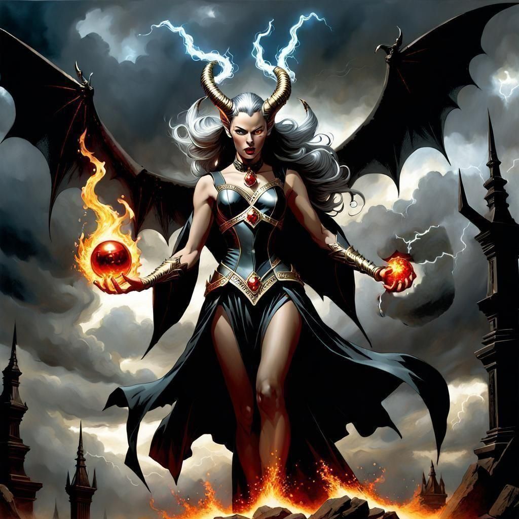 Sultry Demoness Smolders in Comic Book Horror