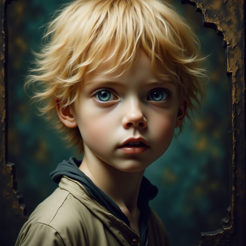 Charming European Boy in a Spooky Old Setting