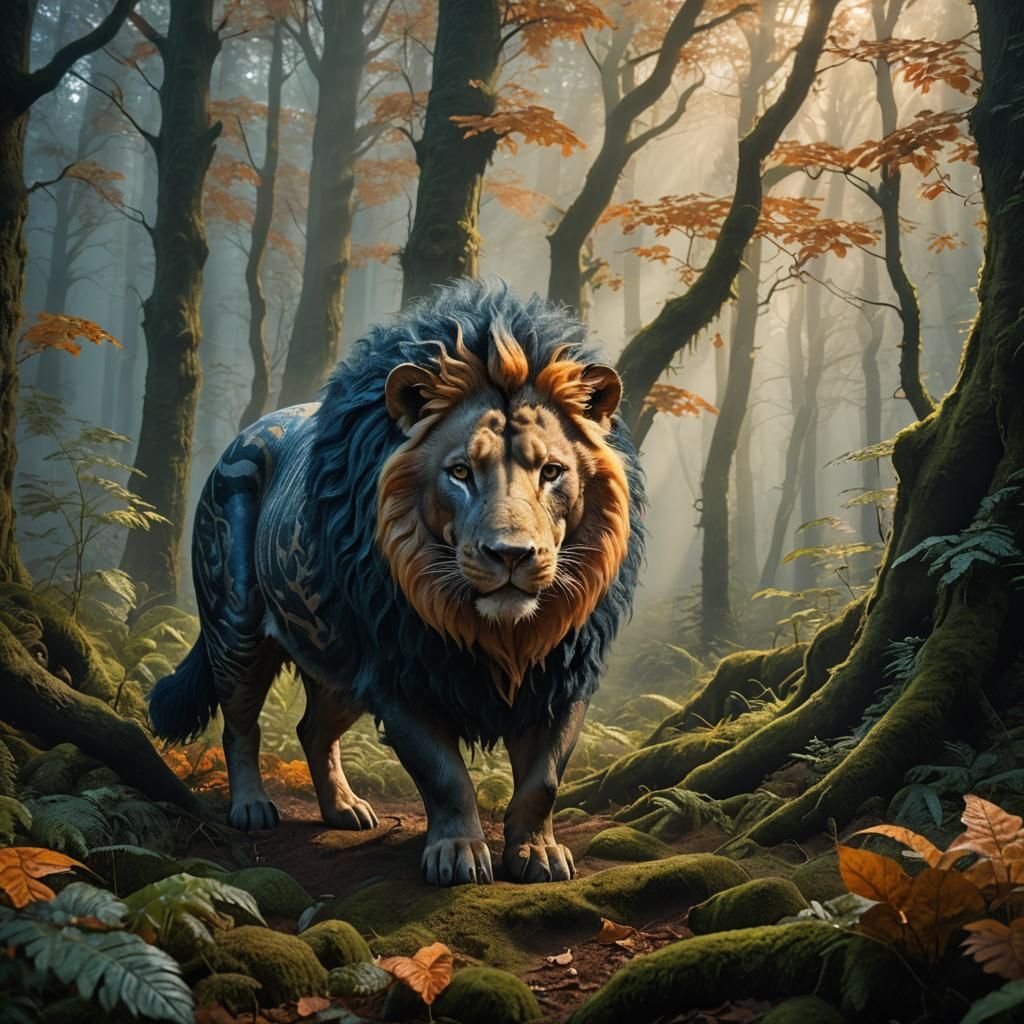 Fantastical Lion-Pig Hybrid in German Forest