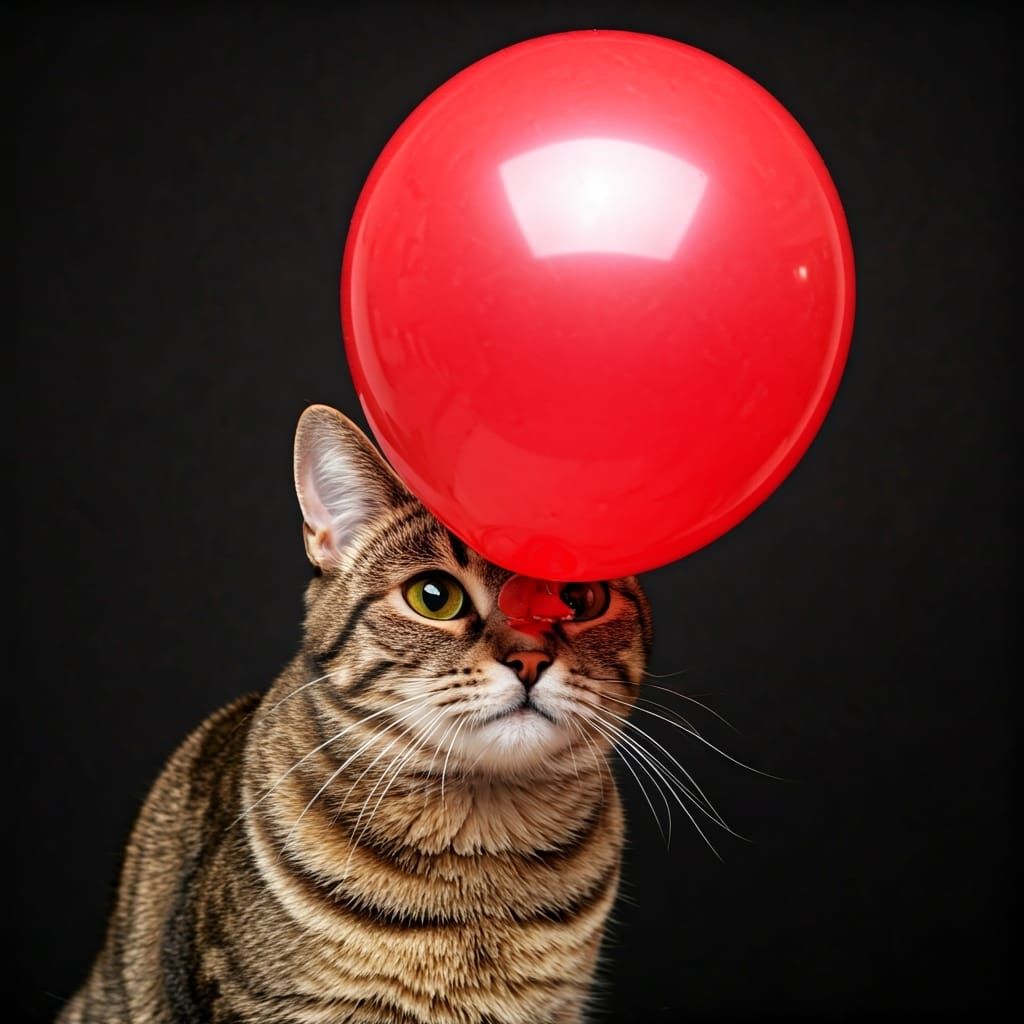 Cat and Balloon: A Whimsical AI Creation