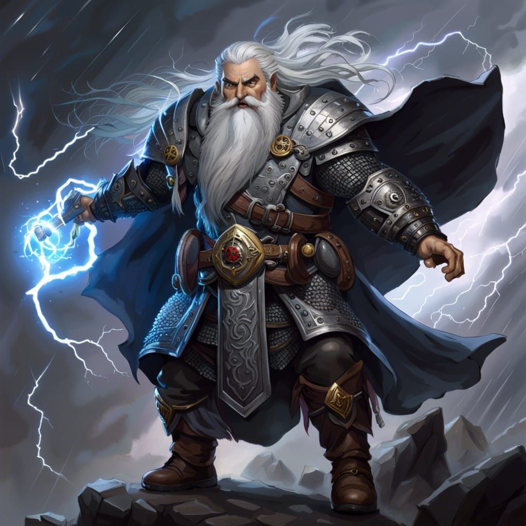 Dwarf Battle Cleric in Stormy Tempest