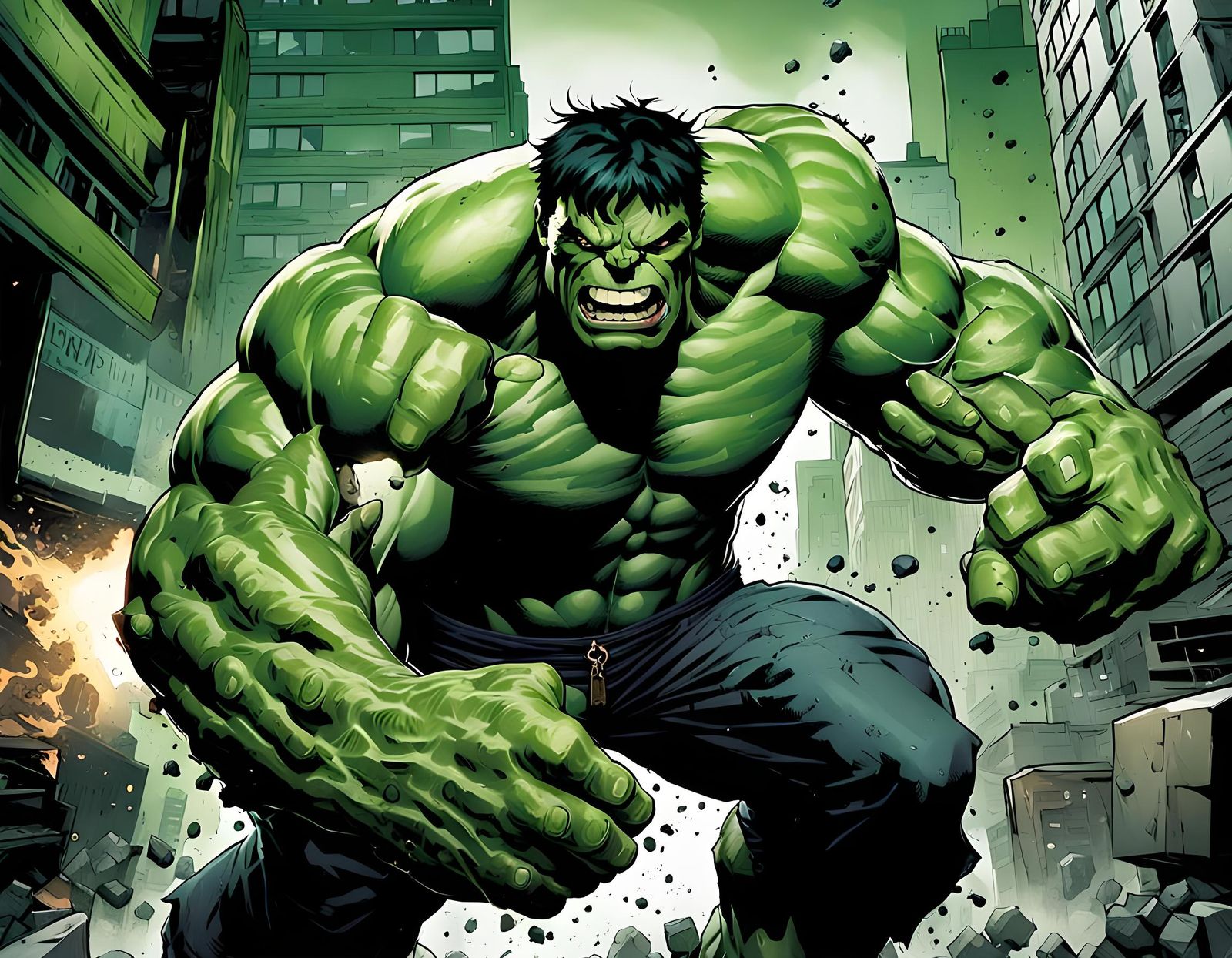 The Green Marvel Smashes the City