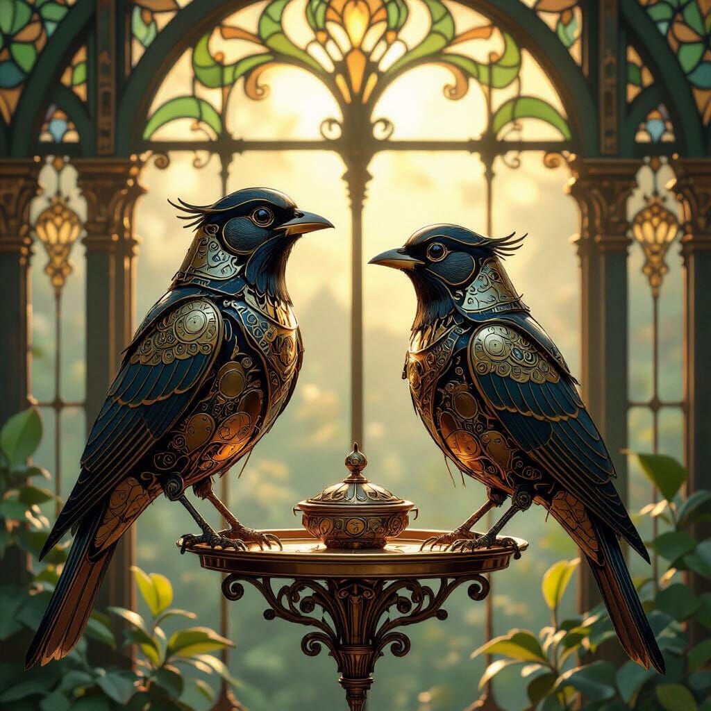 Clockwork Aviary: Steampunk Mechanical Birds in Art Nouveau ...