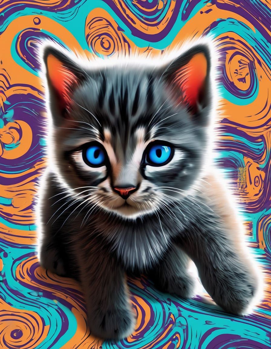 Whimsical Kitten in a Vibrant, Cinematic Environment