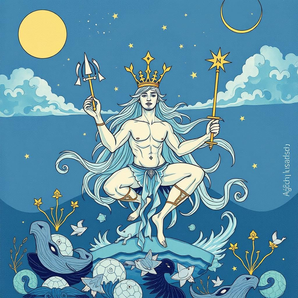 Celestial Water Bearer in Blue