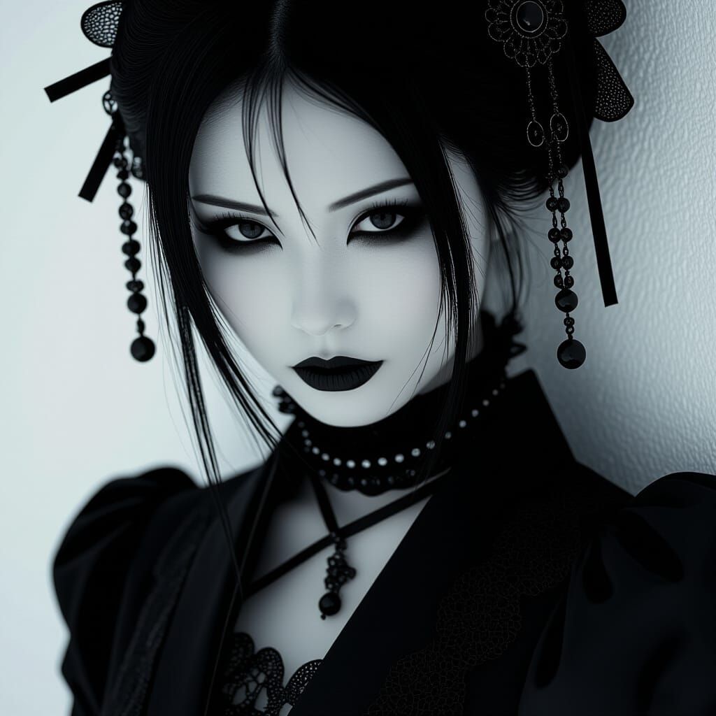 Gothic Japanese Woman in Underworld Setting