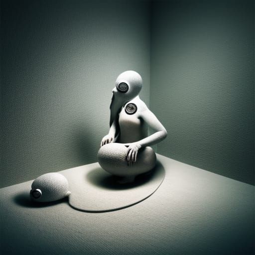 Surreal Artisanal Bed Made of Sun and Moon, with Shifting El...