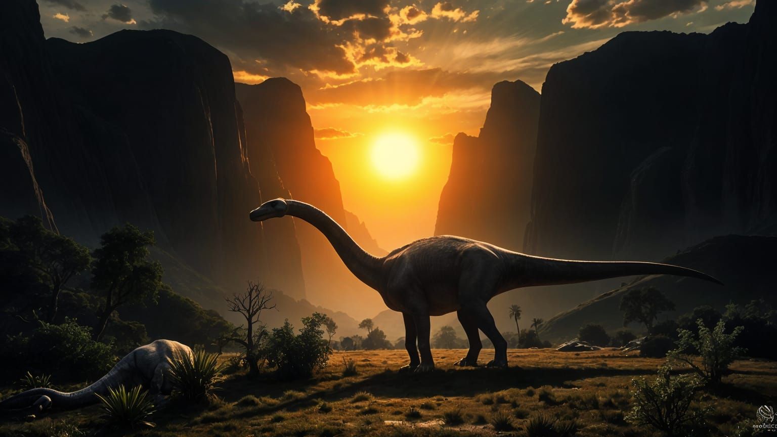 Diplodocus in Jurassic Valley: Chiaroscuro Dawn