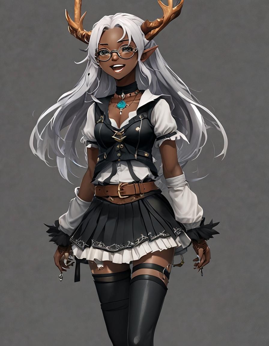 Anime Fantasy Female Elf in Exotic Armor and Attire