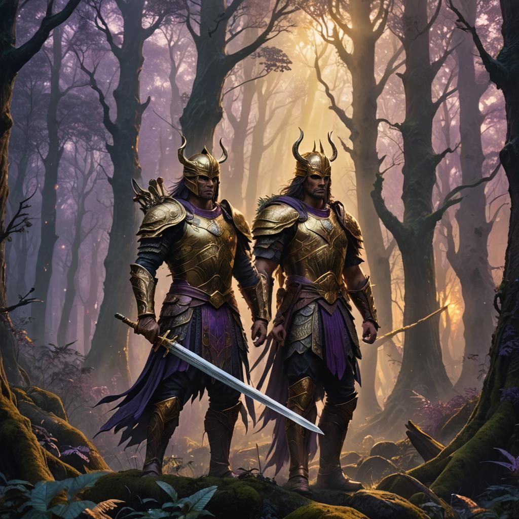 Victorious Warrior in Mystic Forest