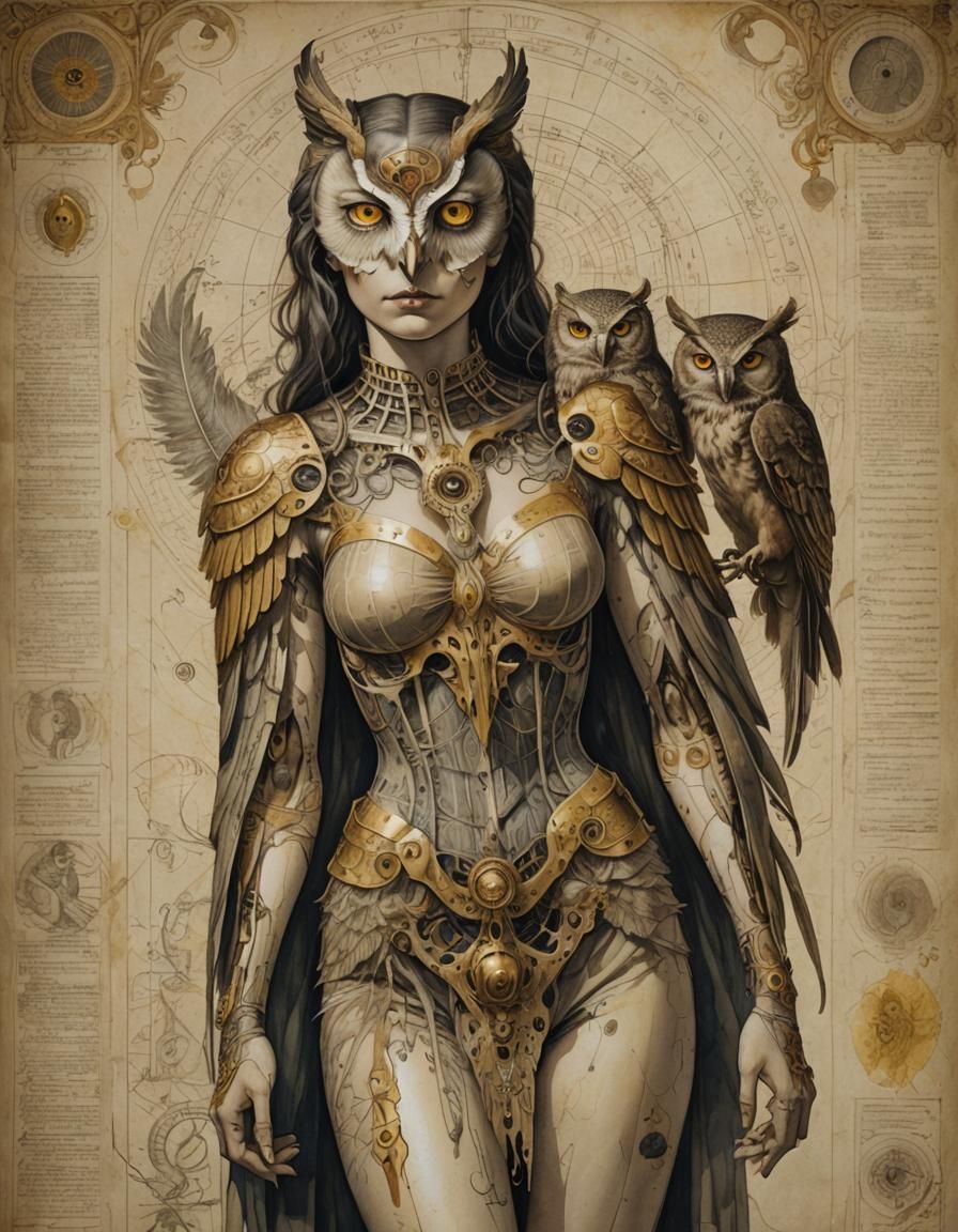 Daemonic Muse in Vintage Illuminated Style