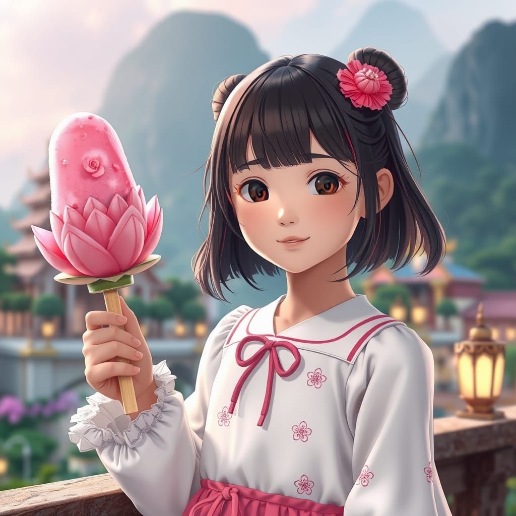 Japanese Girl Enjoys Thai-Inspired Ice Cream Amidst Doi Suth...