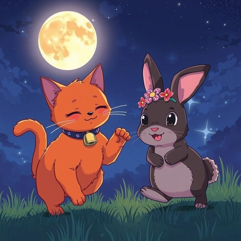 Whimsical 3D Anime Art of Full Moon Friends