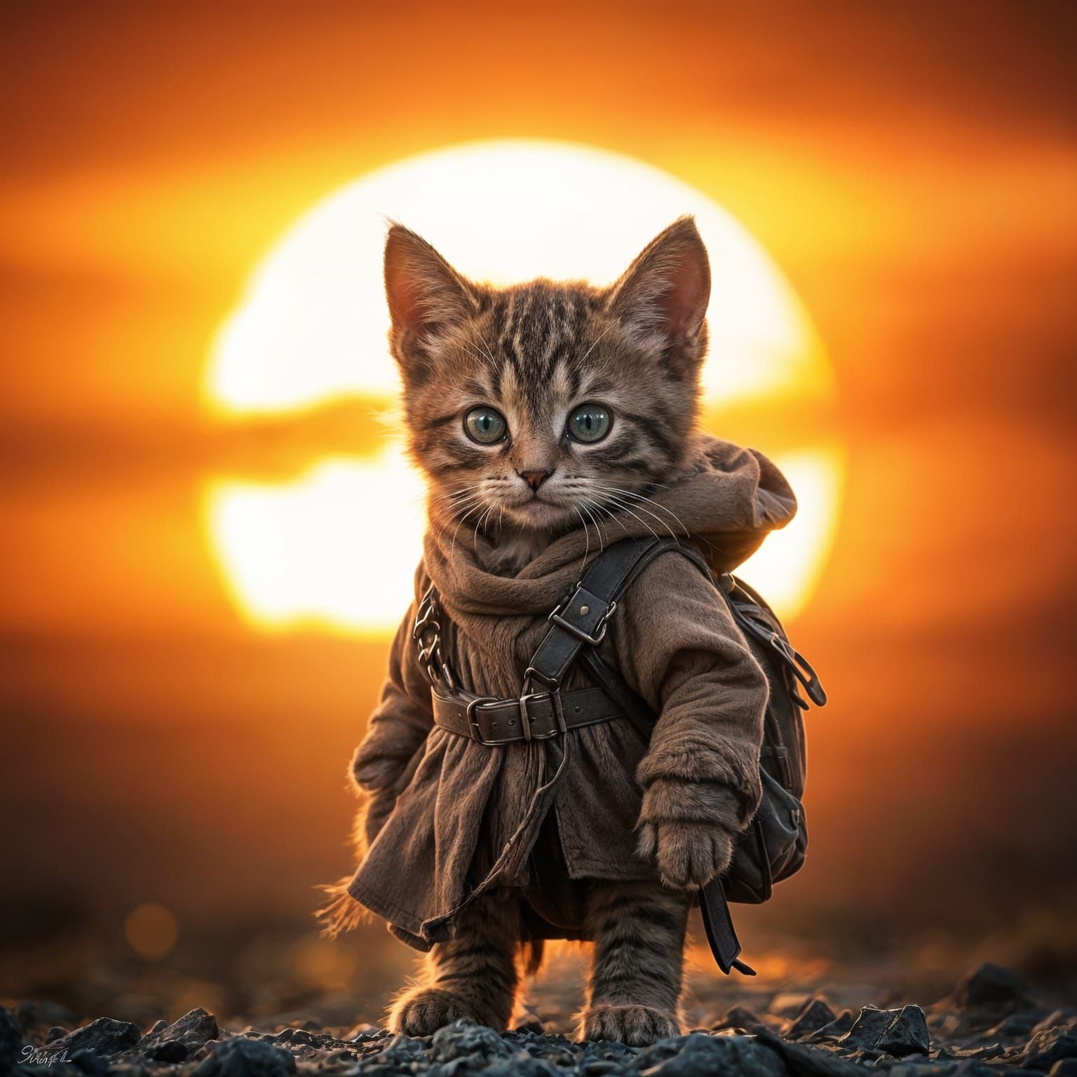 Cute Kitten Embarks on an Epic Quest in Whimsical Digital Re...