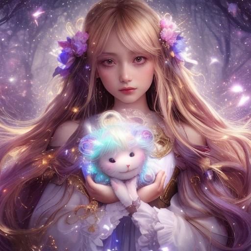 A Whimsical Fantasy Portrait of a Girl Bathed in Magical Lig...