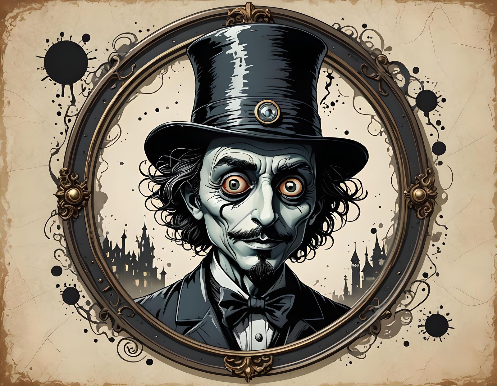 Whimsical Plaque Doctor in Tim Burton's Signature Style