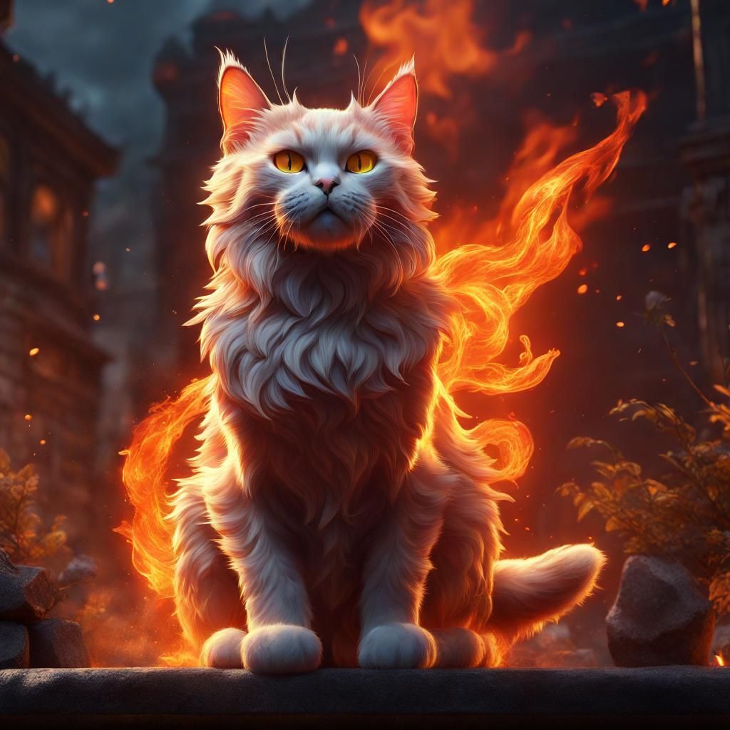 Feline Inferno in Vibrant Splendor