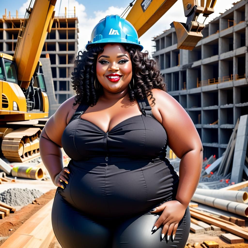 Stunningly Beautiful Woman Smiles on Construction Site