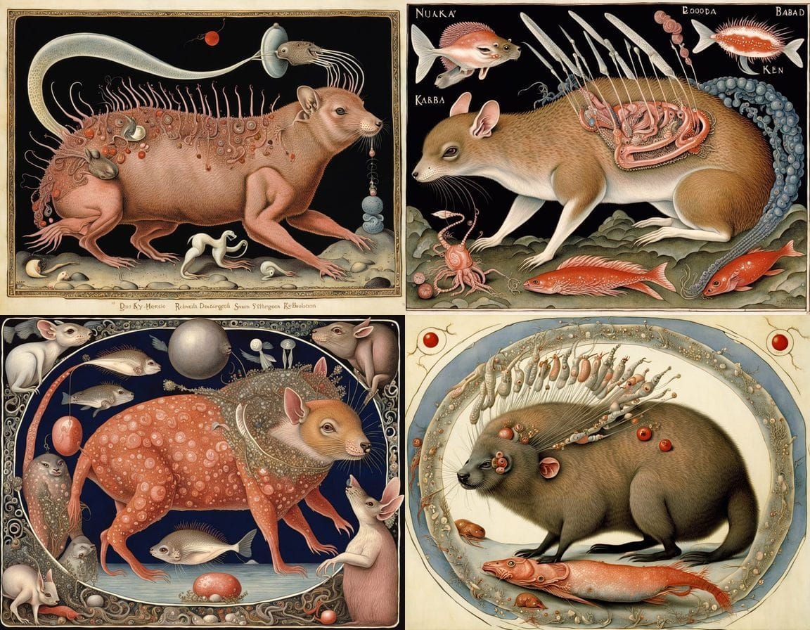 Surreal Greek Anatomy in Deep, Noctilucent Colors