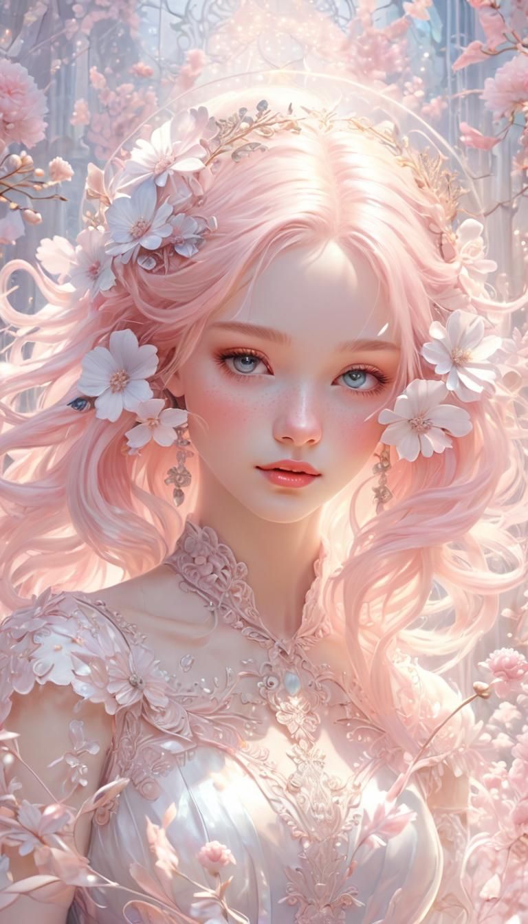Ethereal Fantasy Portrait in Soft, Iridescent Hues