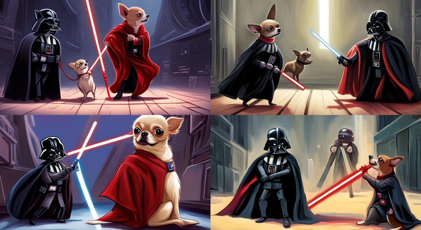 Chihuahua Darth Vader Engages Chihuahua Palpatine on Siniste...