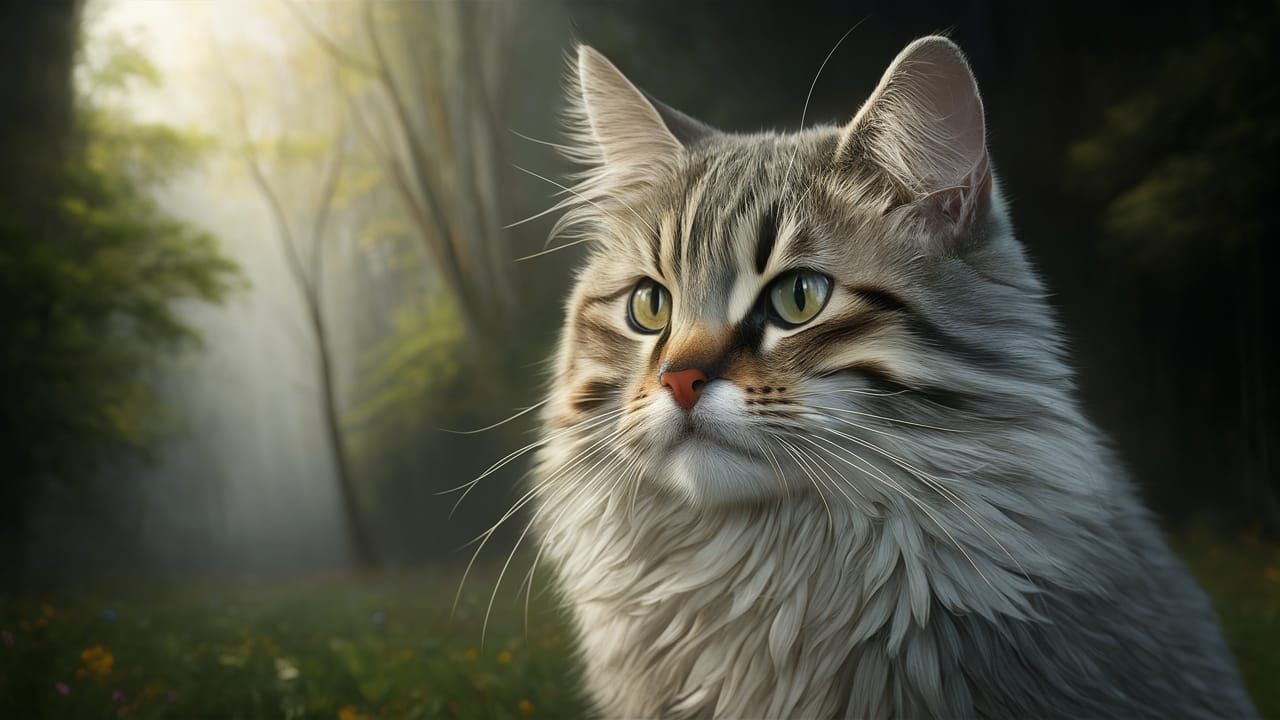 Whimsical Cat Portrait in Ethereal Fantasy Style