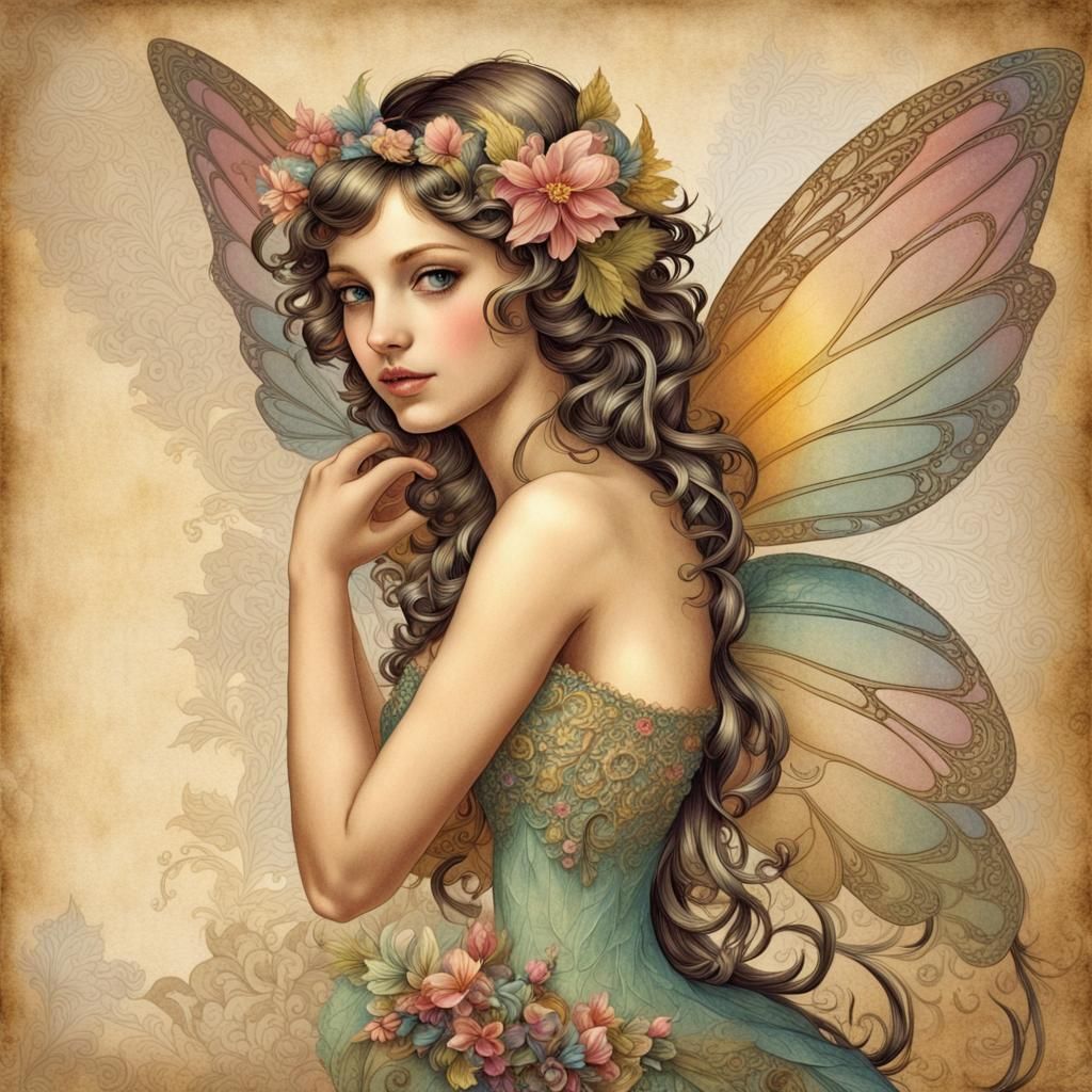 Enchanting Fairy in Vintage Whimsy