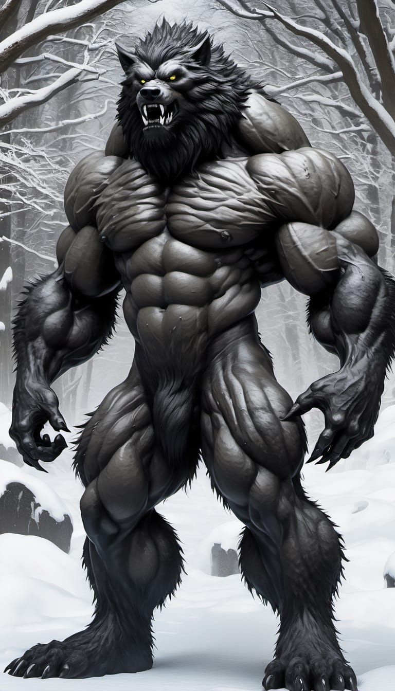 Cyberpunk Creature in Frosty Tundra Landscape