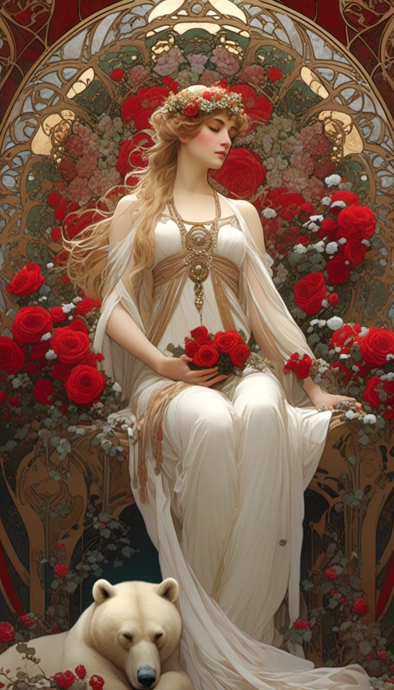 Napping among the roses.