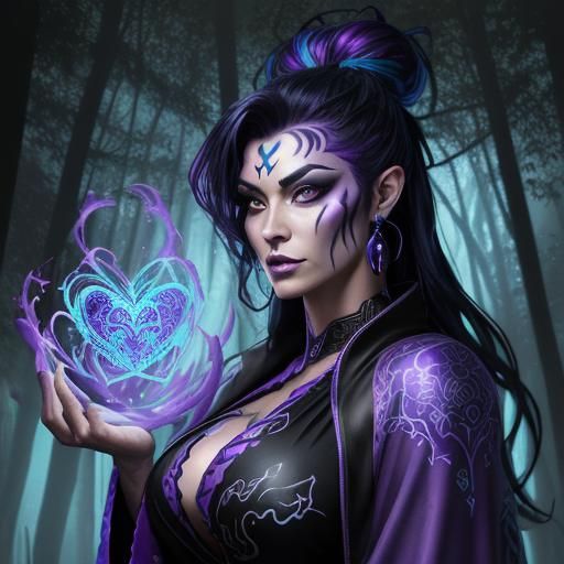 Magical Forest Enchantress in Vibrant Graffiti Style