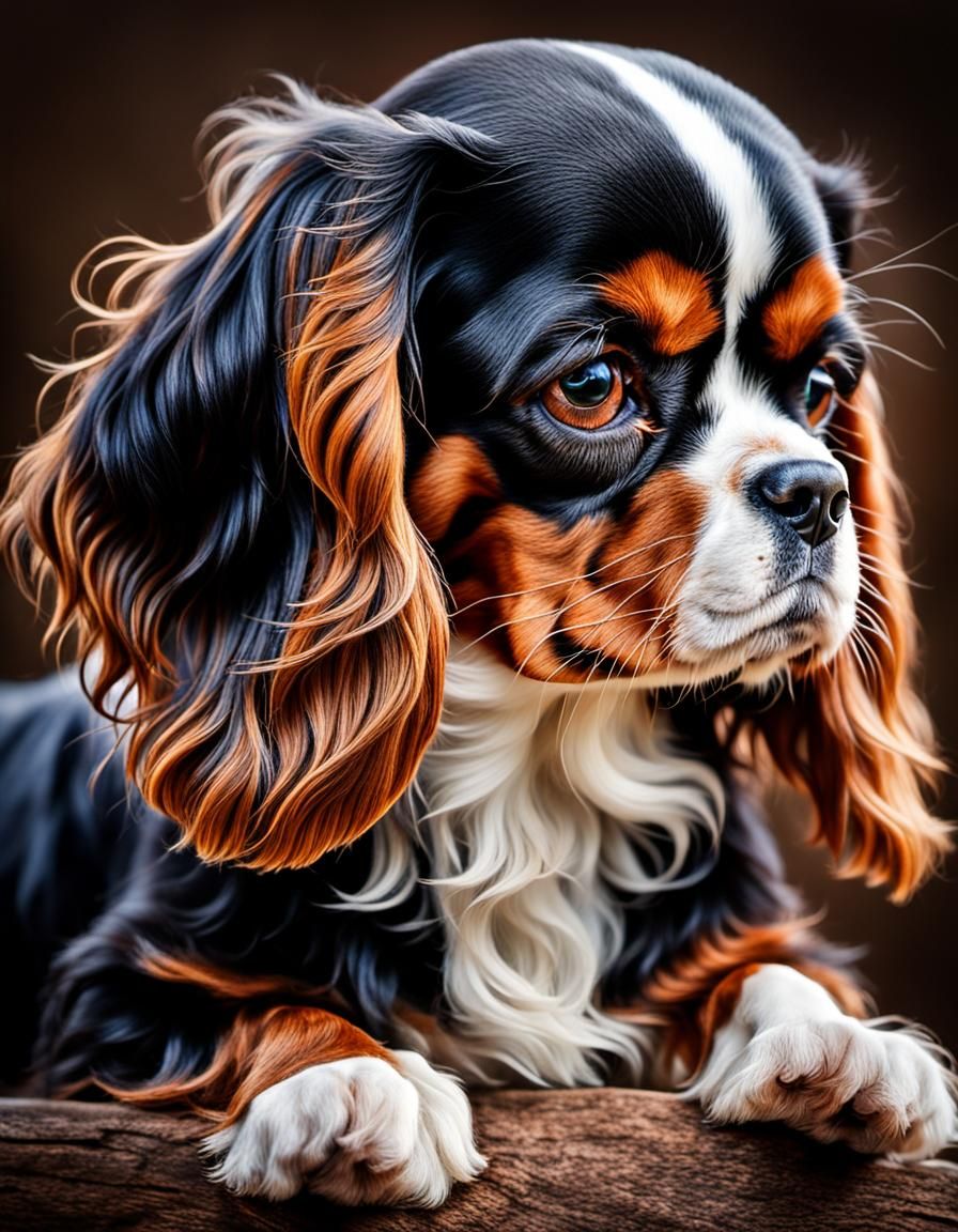 Hyperrealistic Cavalier King Charles Spaniel in HDR