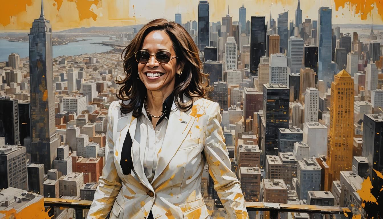 Kamala Harris in Vibrant San Francisco Cityscape