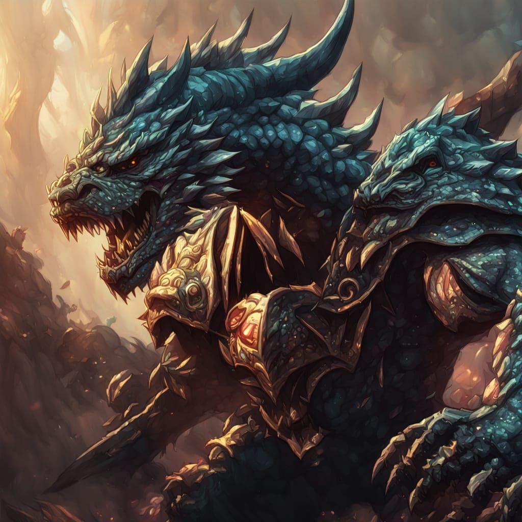 Epic Knight Battles Dragon Head in Frazetta Anime Style