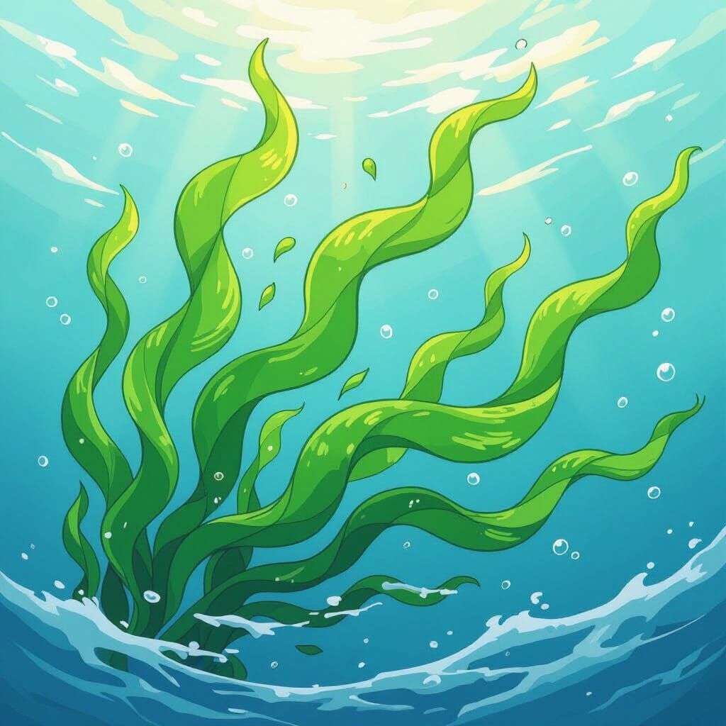 Cartoon Seaweed in Whimsical Digital Art Style