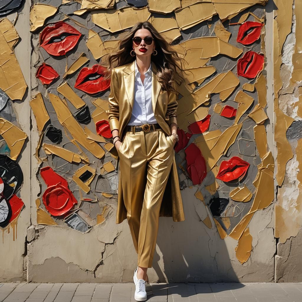 Sublime Goddess in Golden Splendor, Textured Masterpiece