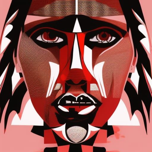 Vibrant Red Form in Triadic Harmony