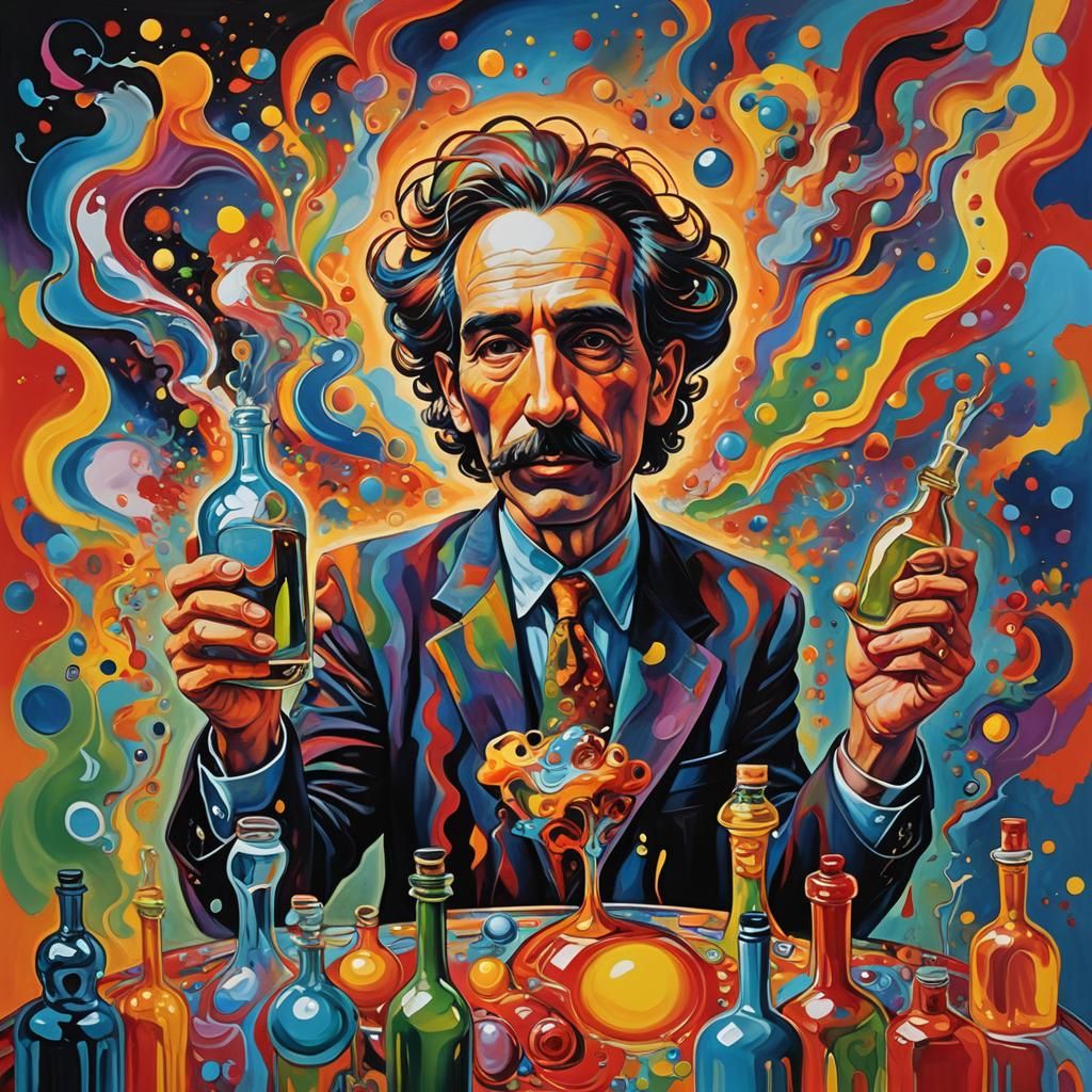 Time in a bottle
Time in a bottle
 in the style of Peter Max
 surrealism outrageous explosive colors matte background me...