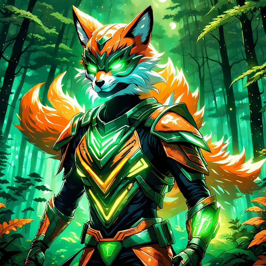 Heroic Kitsune Power Ranger in Vibrant Orange Costume