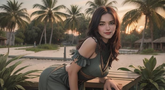 <lora:pretty woman:1.0> In a macro photograph, a beautiful Manchurian woman is seen smiling and looking into the camera ...