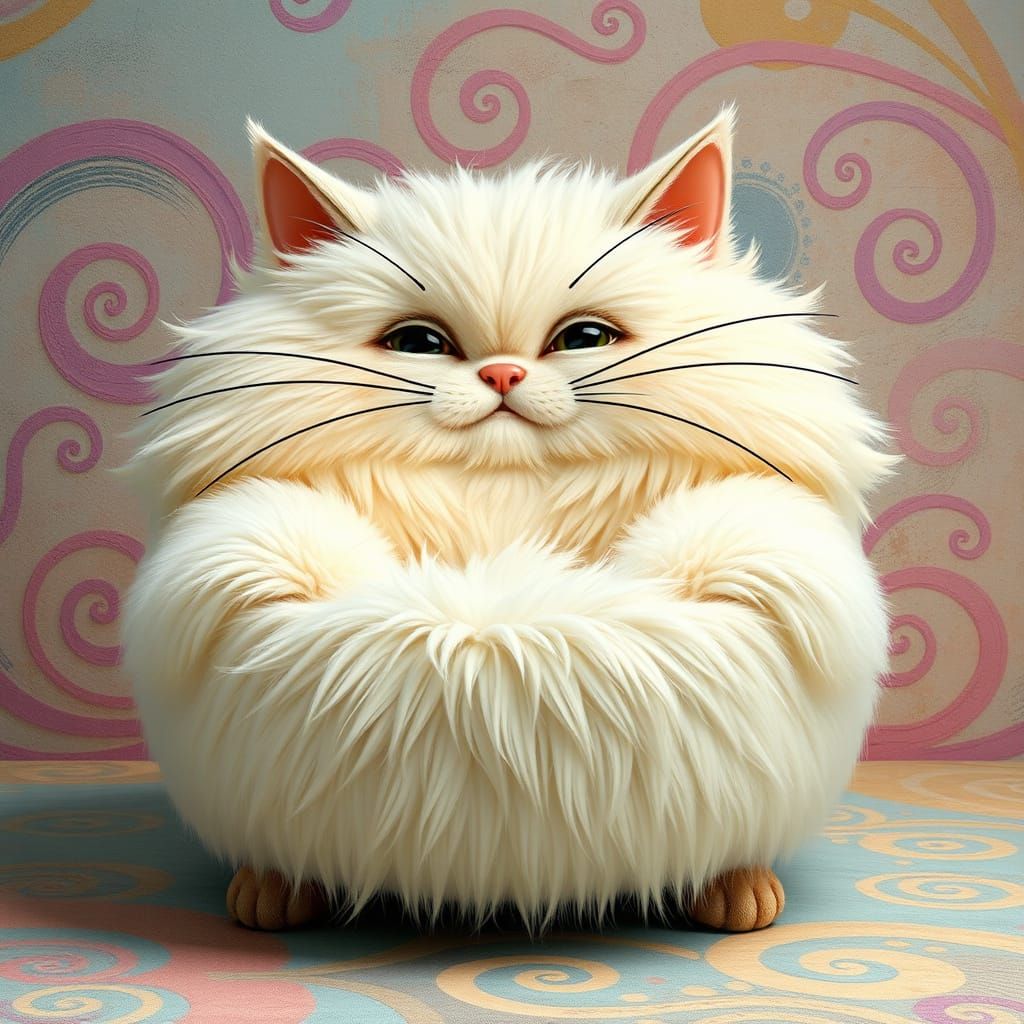 Whimsical Feline Armchair in Vibrant Pastel Hues