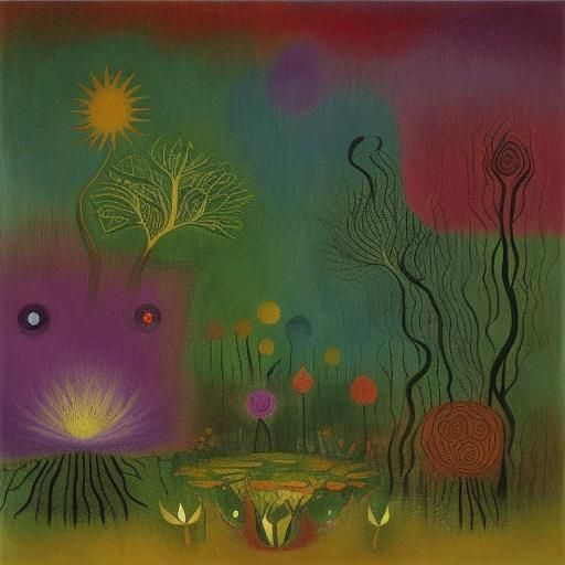 Forest Scene Unfurls Within Blossoming Flower in Surrealist...