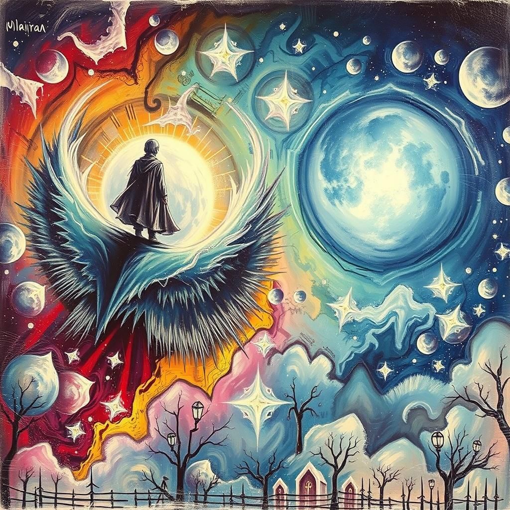 Hope Emerges from the Shadows in a Vibrant, Moonlit Landscap...