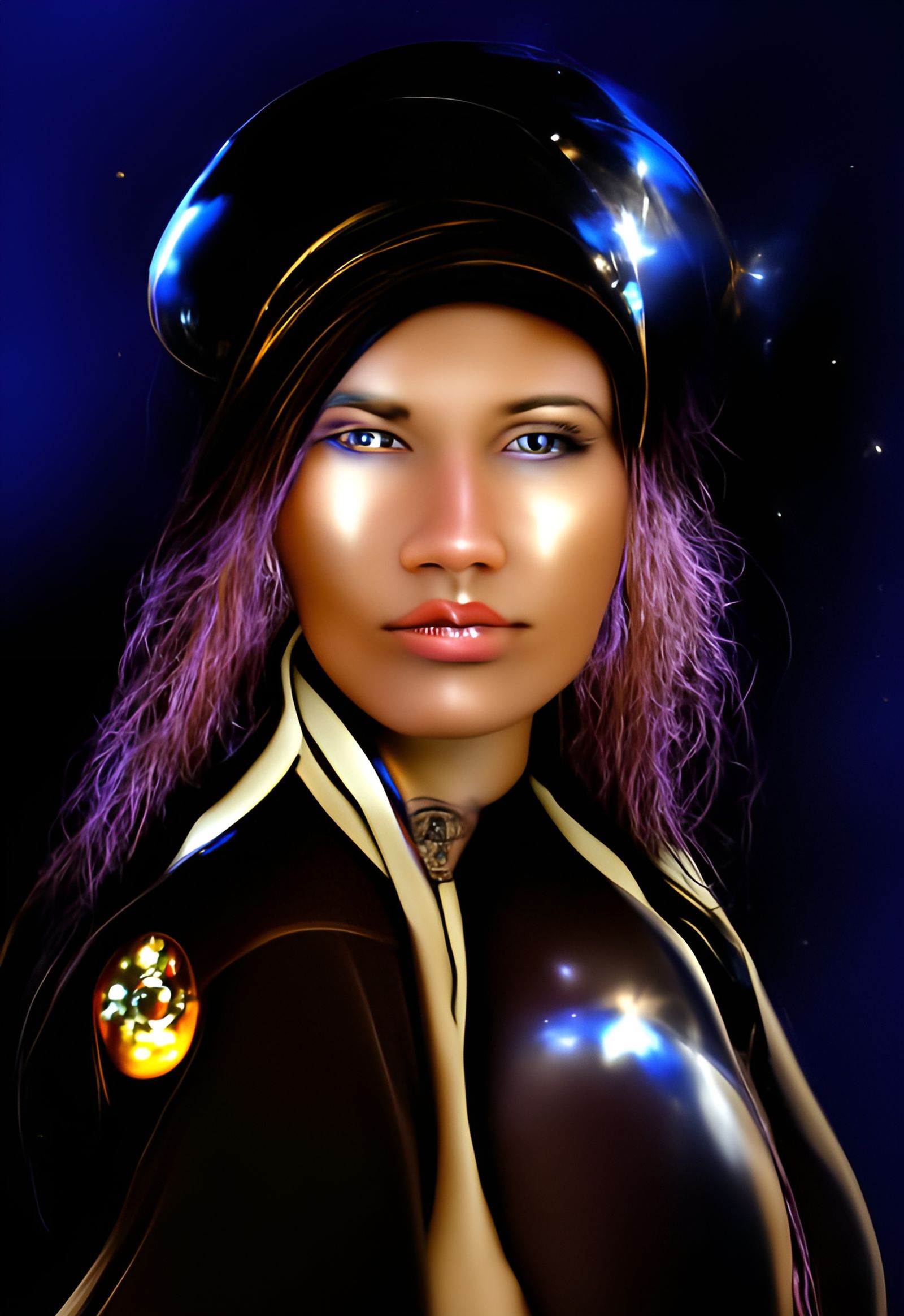 Glowing Space Sorceress in Cosmic Captain Regalia
