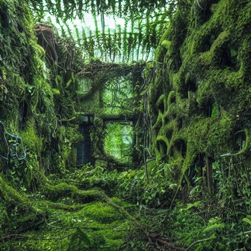 Post-Apocalyptic Cityscape in Verdant Decay