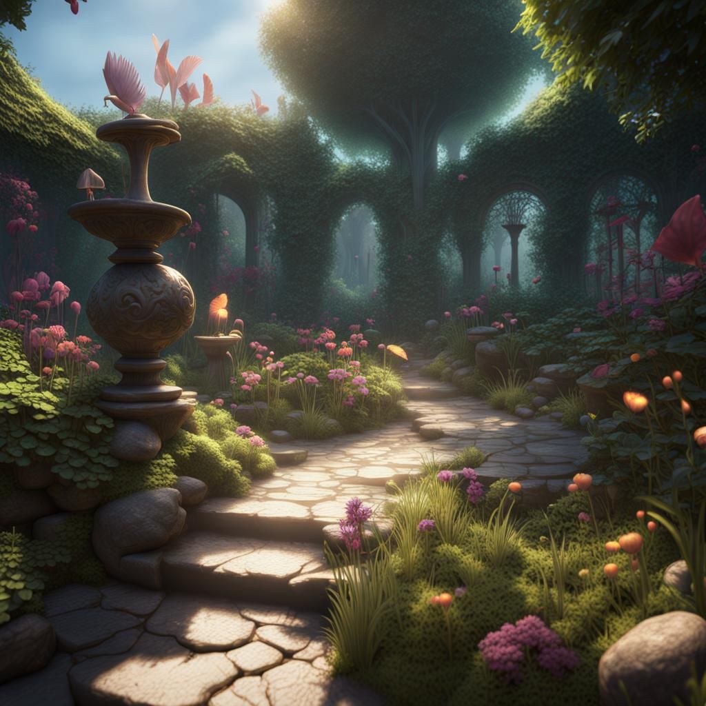 Surreal Fantasy Garden in Unreal Engine's Stunning 3D Shadin...