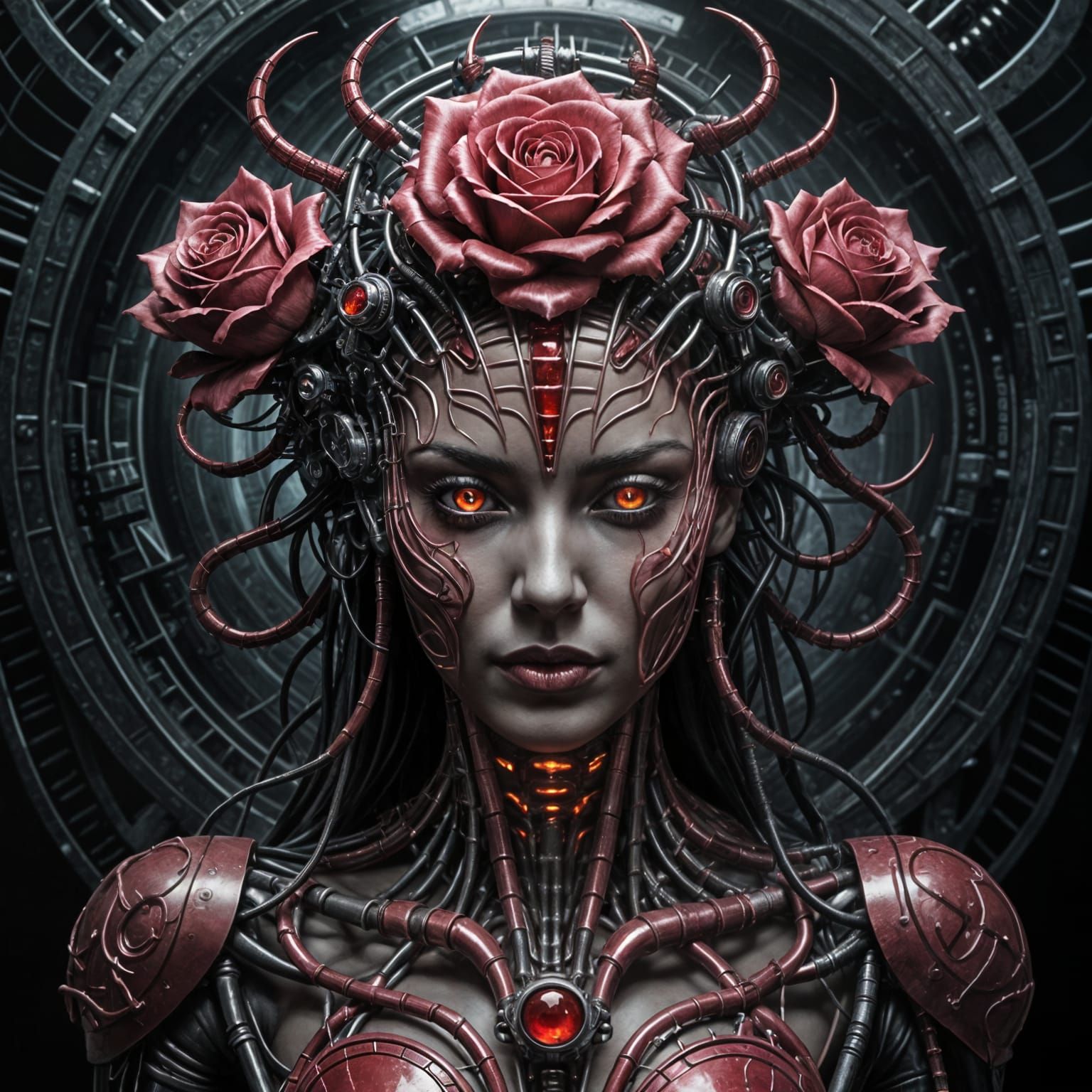 Dreamlike Portrait of Ruby Cebra-Like-Rose in Dark Futuristi...