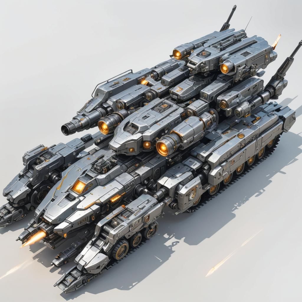 Cyberpunk Mech Art: Annihilator Super Tank in Metallic Glory