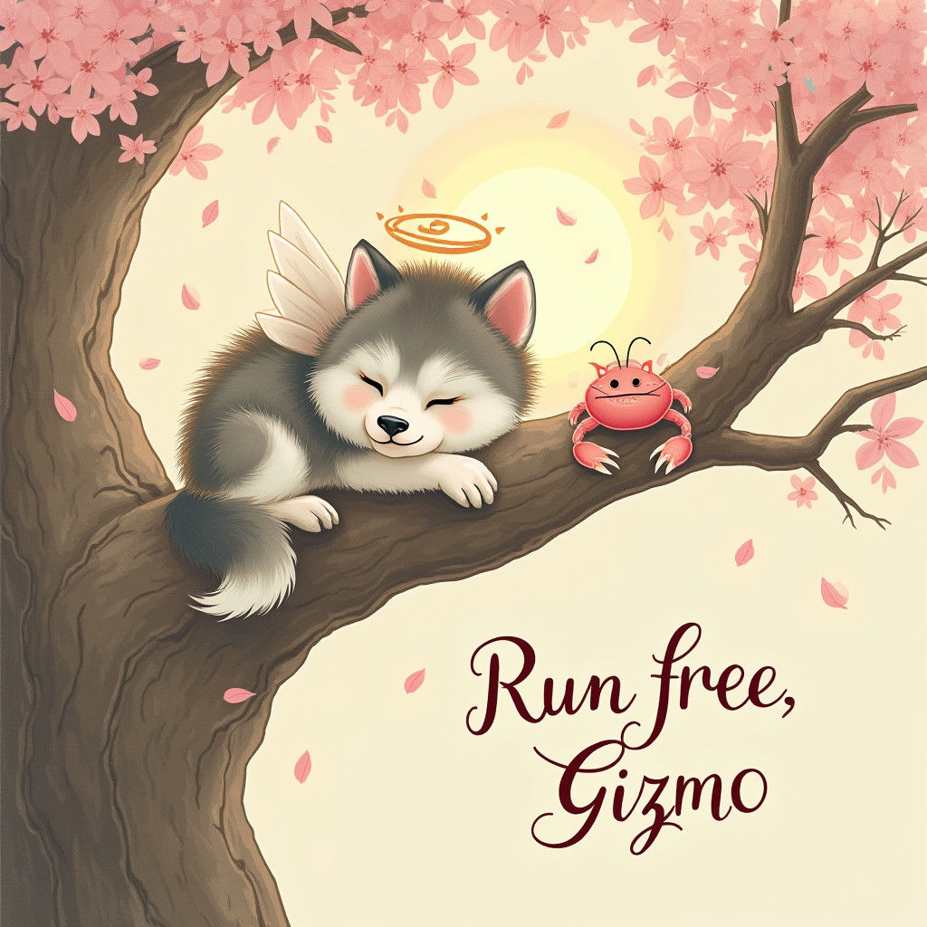 Dreamlike Ukiyo-e Print of Majestic Puppy in Whimsical Natur...