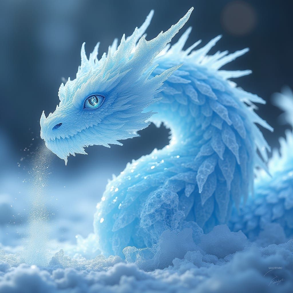 Majestic Ice Dragon with Diamond Eyes