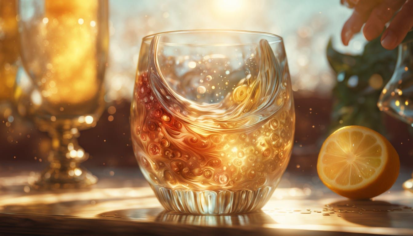 Sparkling Sunlight Glass in Alphonse Mucha Style